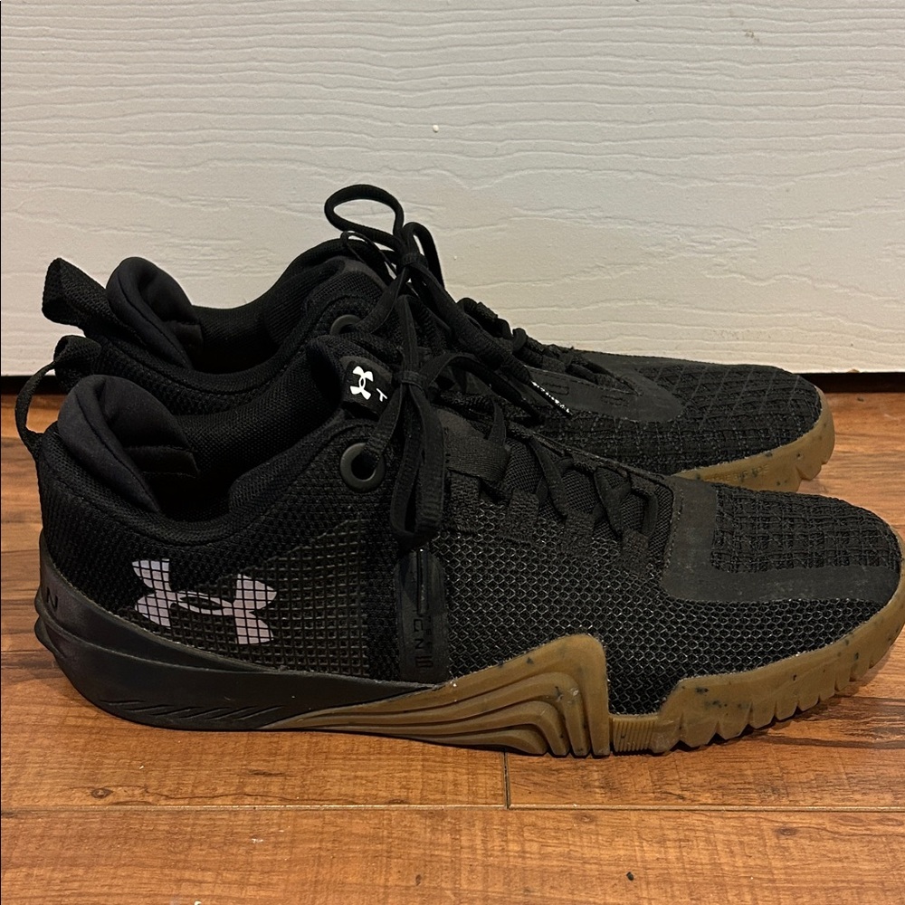 Under Armour Men's Black and Gum Athletic Shoes Reign Training/Lifting shoes